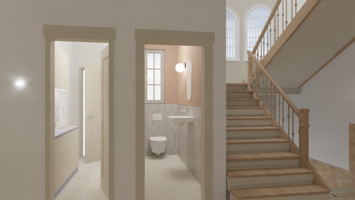 Rendering Innenraum, Treppe