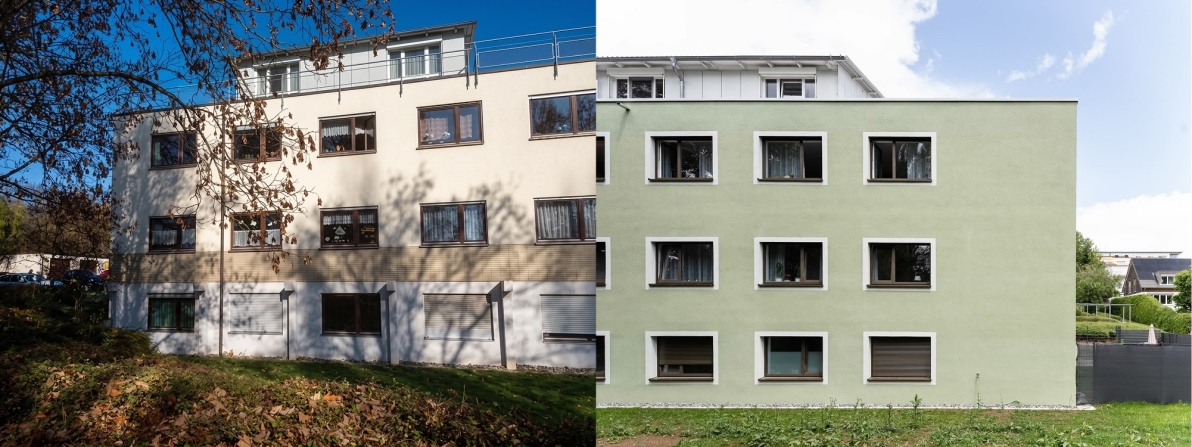 GWW Herrenberg Vergleich Fassade vorher und nachher